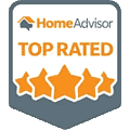 HomeAdvisor Top Rated shield badge showing a five-star rating